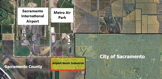 Aerial photo of the project area highlighted in yellow 